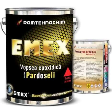 Pachet Vopsea Epoxidica Pardoseala ?Emex? - Gri - Bid. 20 Kg + Intaritor - Bid. 3.50 Kg